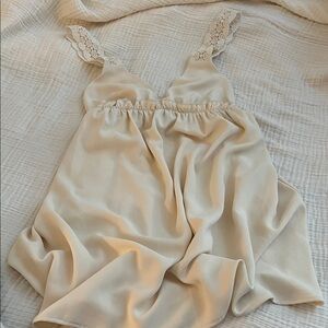 Urban Renewal Boho Cream Lace/Crochet Straps Mini Dress